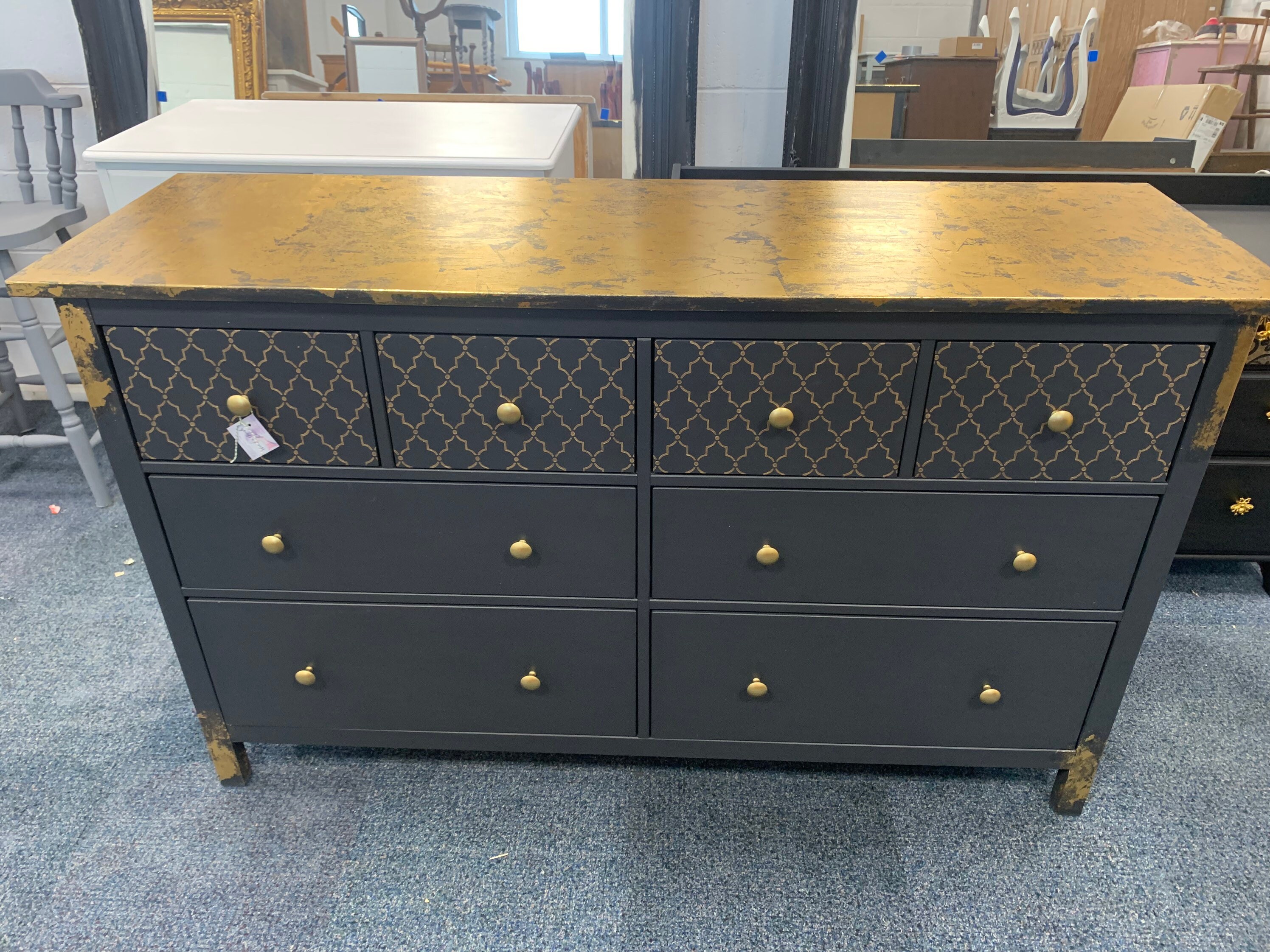 Large Chest of Drawers Painted Bespoke Stencilled Etsy UK