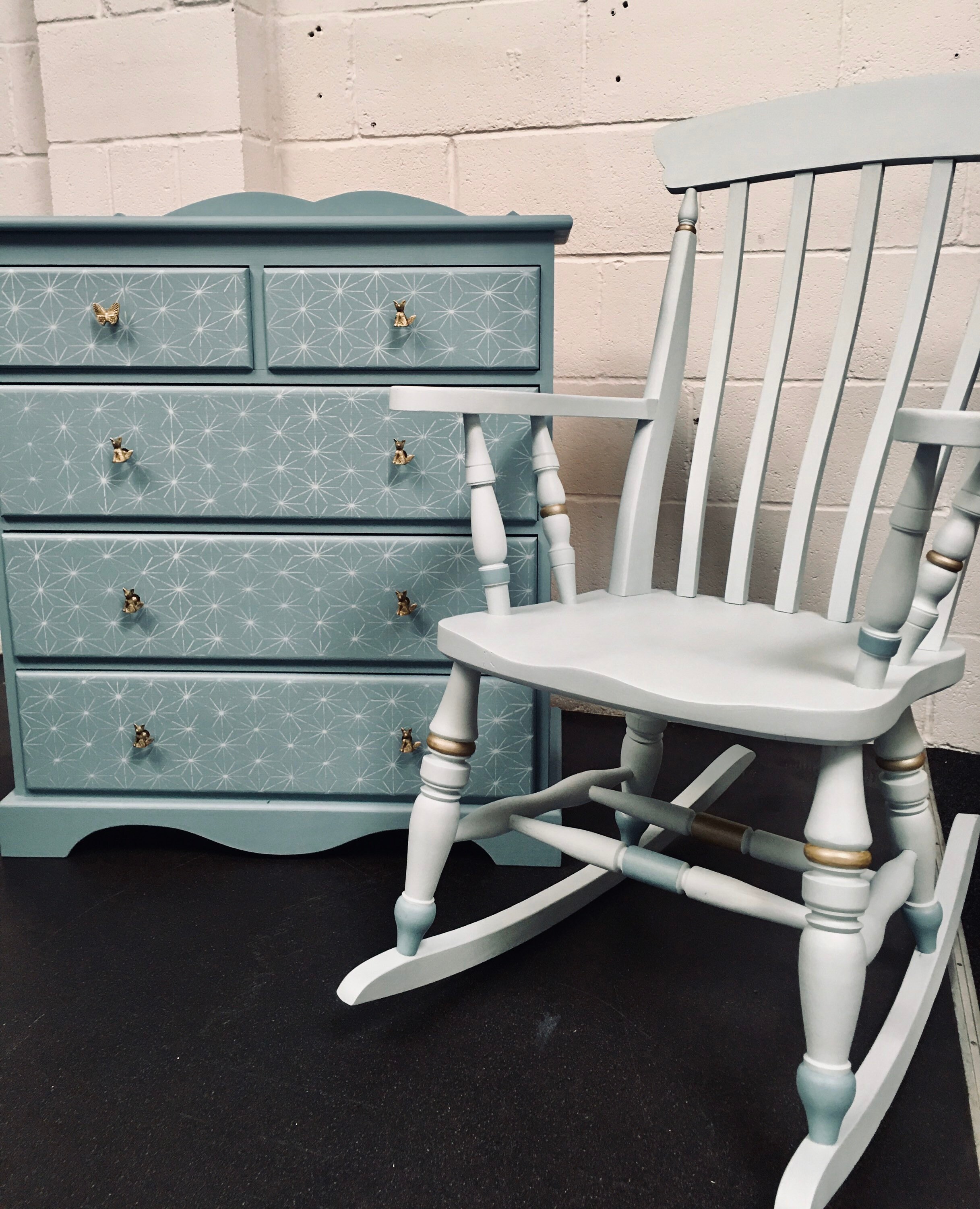 Beautiful Nursery Furniture Chest of Drawers and Rocking Chair Etsy