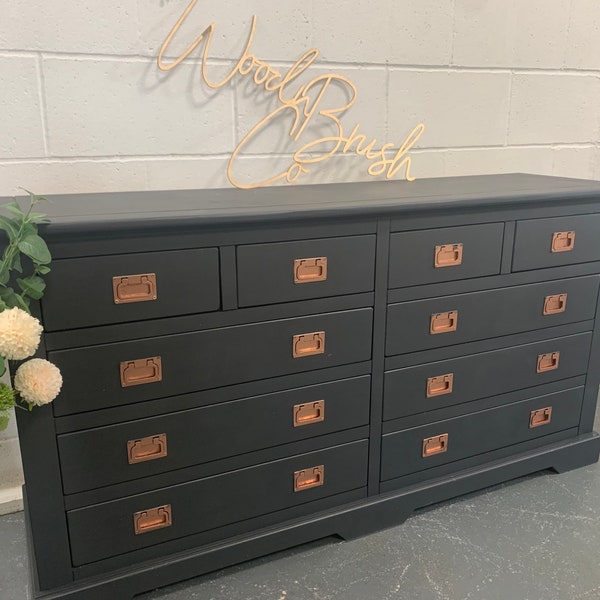 Double large chest of drawers ash and copper merchant chest