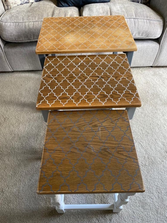 Moroccan Grey Nest of Tables Hand Painted Etsy UK