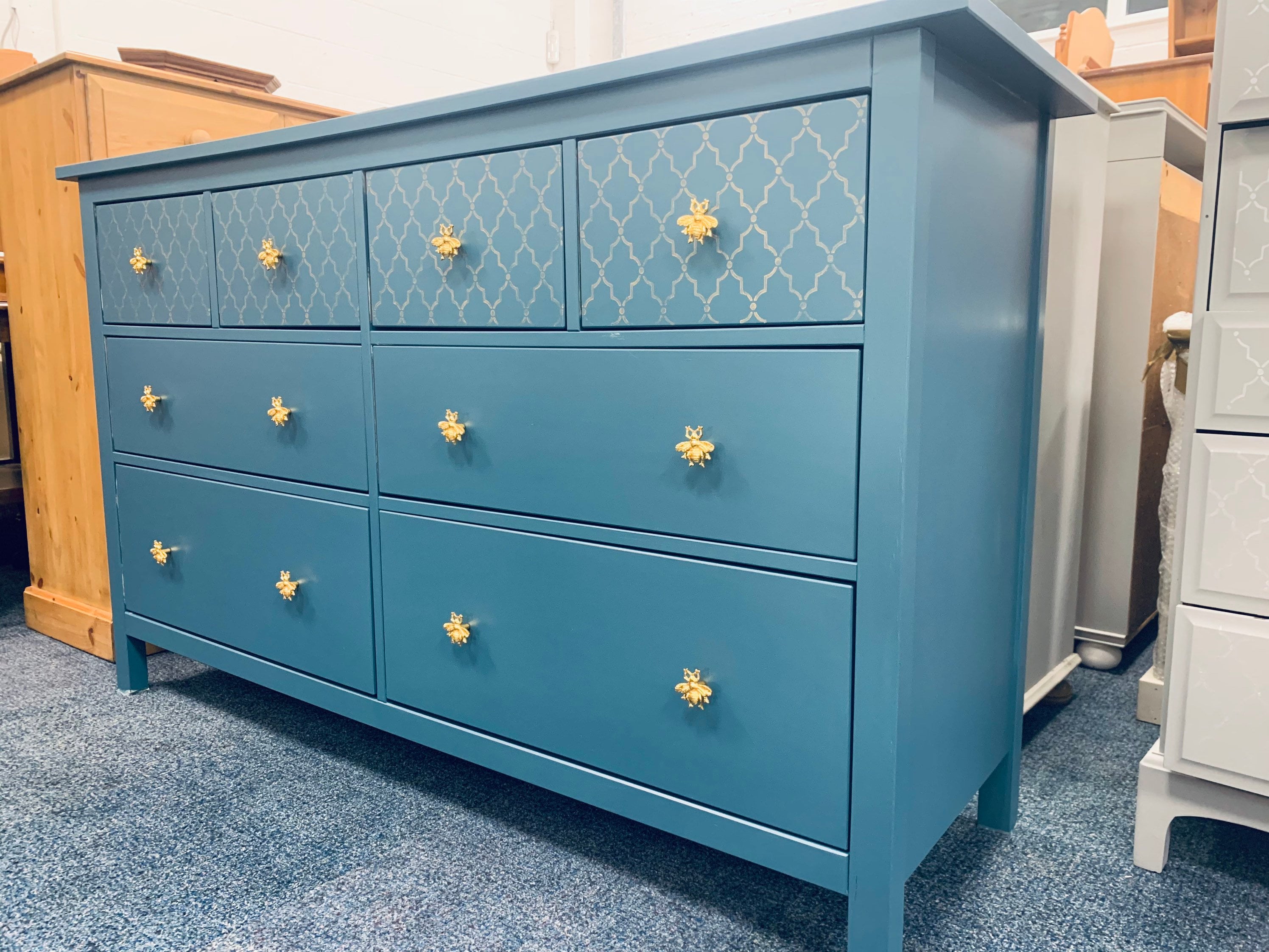 Ikea Hemnes 8 Chest of Drawers Painted Bespoke Stencilled - Etsy Ikea Hemnes 8 Chest of Drawers Painted Bespoke Stencilled - Etsy