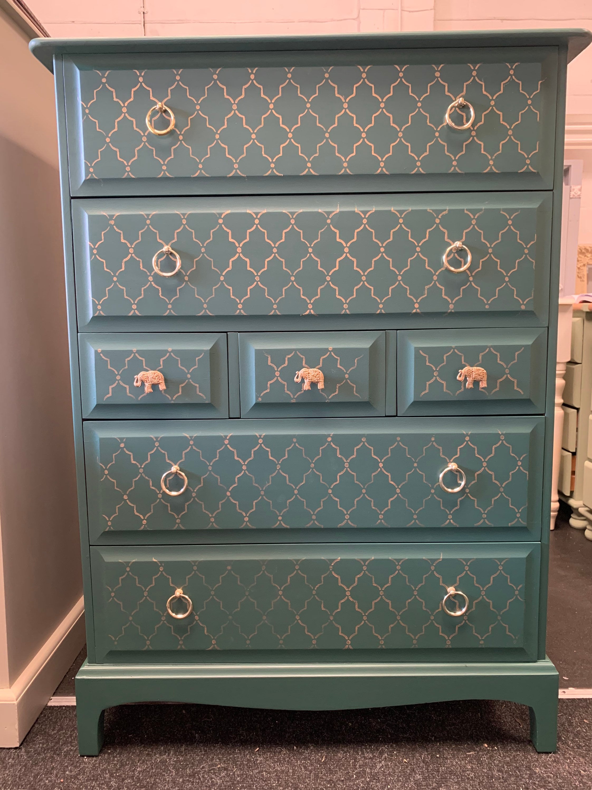 Pair of Bedside Tables Painted Bespoke Moroccan Geometric Art Etsy UK