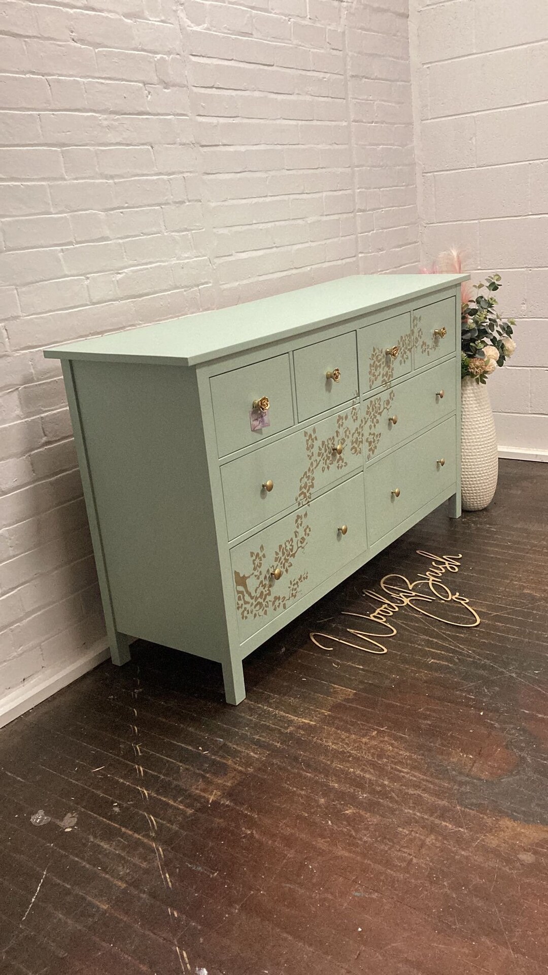 Ikea Hemnes 8 Chest of Drawers Painted Bespoke Stencilled Pale