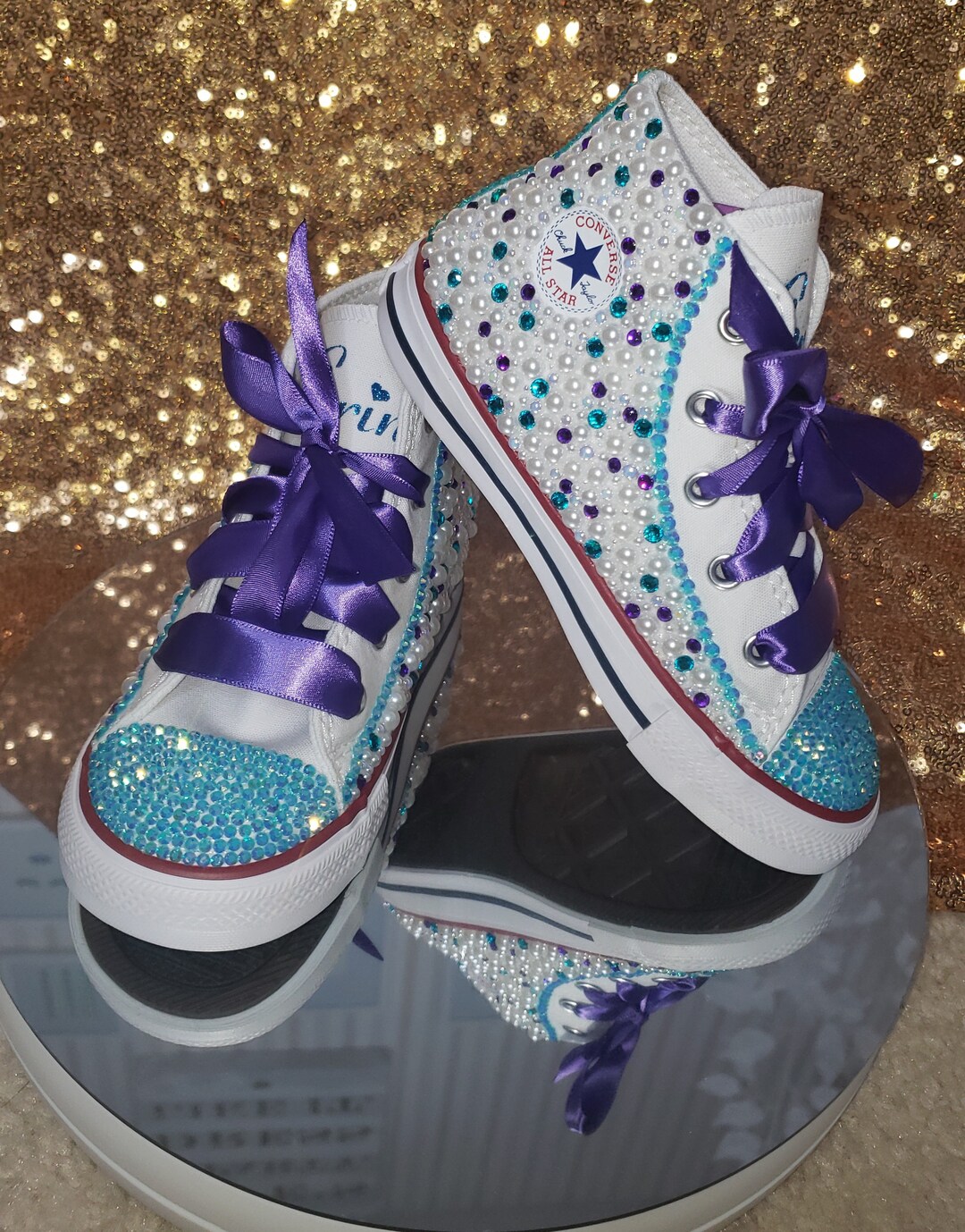 Custom Bling Turquoise and Purple Converse - Etsy