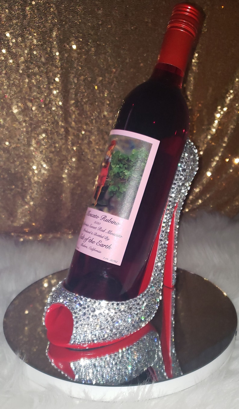 Custom Bling High Heel Shoe Wine Bottle Holder Etsy