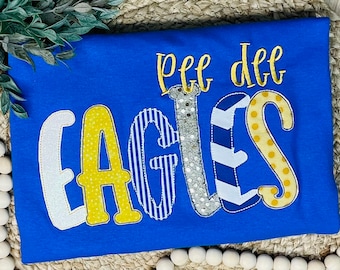 Custom School Spirit Shirts, Game Day T-Shirts, Personalized School Spirit T-Shirt; Embroidered School Team T-Shirt; Applique Spirit Shirt