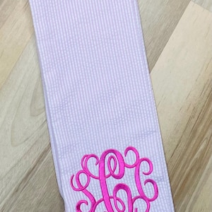 Seersucker Monogrammed Newborn Sash/Monogrammed Wreath Sash/ Easter Basket Sash