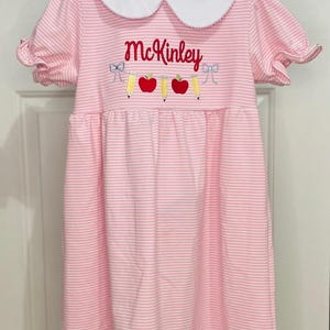 Back To School - Embroidered First Day of School Dress - Girls School Outfit - Personalized School Dress - Monogram Back To School Dress