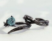 Sterling silver ring 925 ring Couple rings Rose ring Thorn ring Blue rose ring Black ring Pair rings Gift for her