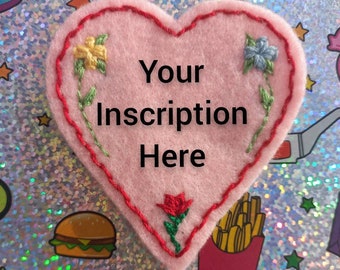 LOVECORE COLLECTION: Personalized Customized Vintage Heart Valentine Hand Embroidered Iron On Patch