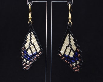 Gorgeous Lightweight Butterfly Wing Earrings in Japanese Miyuki glass seed beads and 18k gold plate
