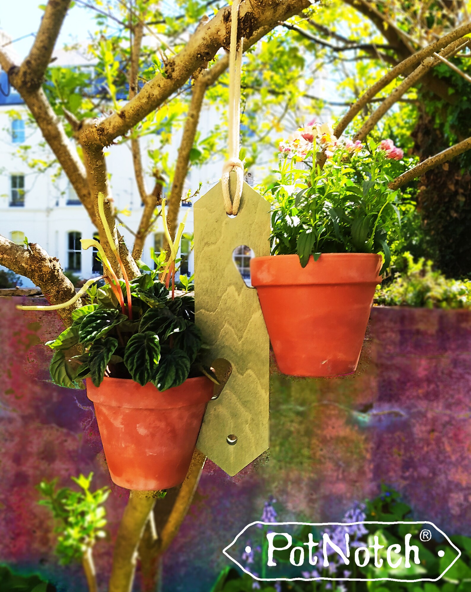 Potnotch Wooden Plant Pot Hanger Etsy