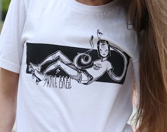 Roller Skate T-Shirt, Skate Graphic Tee, Short-Sleeve, Loose Fit Tee, Unisex Cut, Cotton T-Shirt With Skate Print, Gift For Skater, XS-3XL