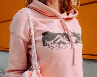 Sudadera rosa de skate, sudaderas con capucha, sudadera corta con capucha, ropa de skate, sudadera de skate, top corto con capucha, ropa deportiva, sudadera corta