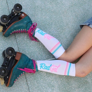 Women's Roller Skates Socks, Skate Socks, Roller Derby Socks, Knee High Socks, Striped Socks, Roller Skate Gift, Rollerskate Accessories