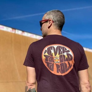 Skate T-Shirt with Back Graphic, Roller Skate Tee, 70s Style Graphic Tee, Loose Fit Cotton T-shirt, Skate Tee, Unisex T-Shirt image 1