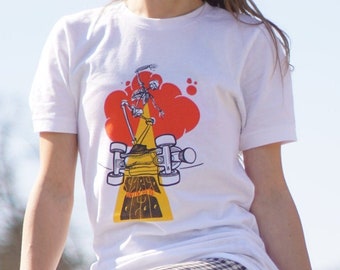 Roller Skate T-shirt, White Quad Skate T-shirt with 70s Style Graphic, Roller Skate Outfit, Loose Fit Roller Skate Shirt, Fall T-shirt