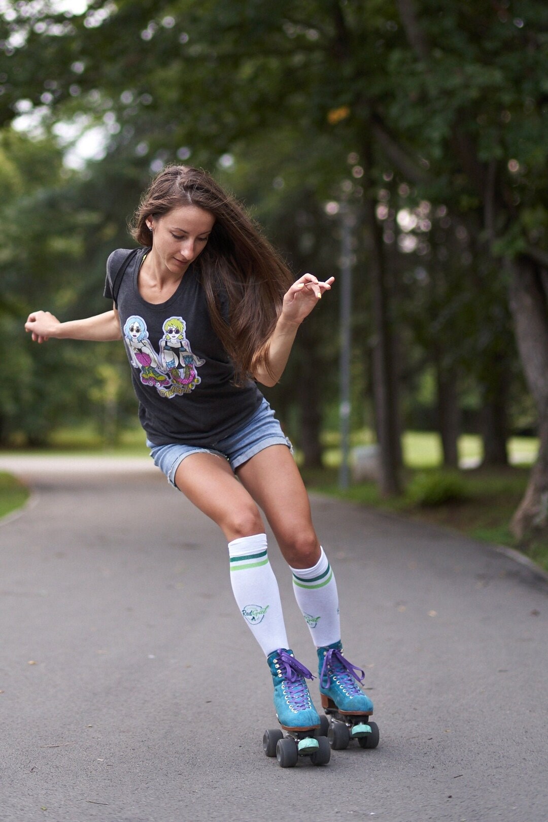 Roller Skate Socks, High Socks, Retro Stripe Socks, Knee High Socks