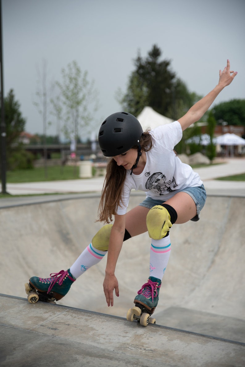 Roller Skate T-shirt with Unique Illustration, Short Sleeve Cotton Tee, White Printed Top, Skate Apparel, Roller Skate Gift, Abstract Tee