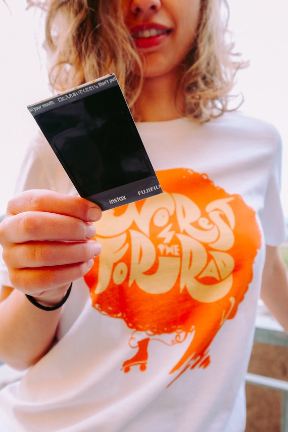 Roller Skate Shirt, Loose Fit T-Shirt, Fall T-shirt, White Tee with Orange Graphic, Short Sleeve Unisex T-shirt, Roller Skate Illustration