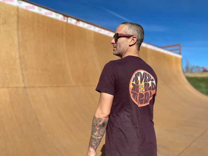 Skate T-Shirt with Back Graphic, Roller Skate Tee, 70s Style Graphic Tee, Loose Fit Cotton T-shirt, Skate Tee, Unisex T-Shirt image 5