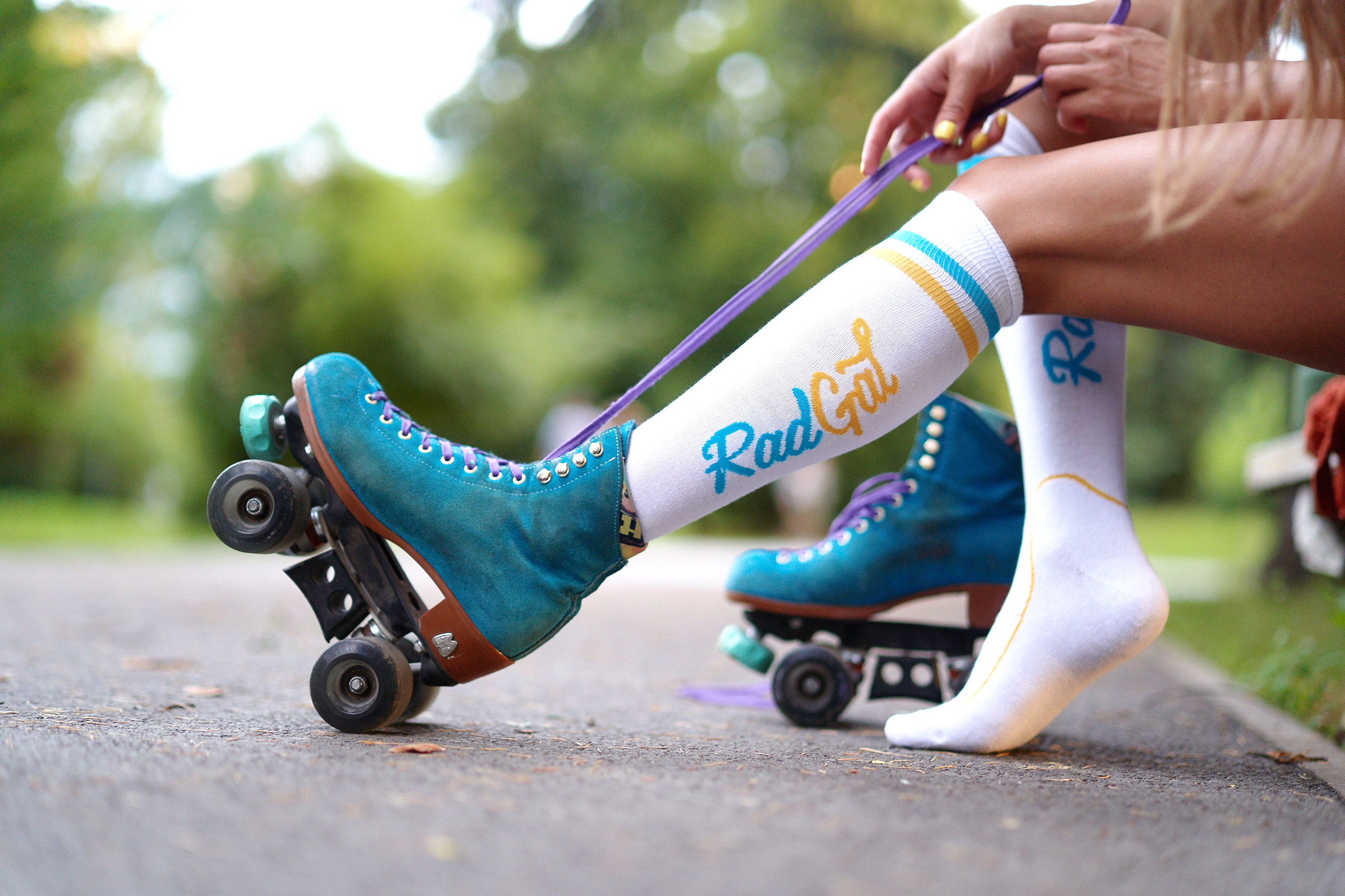 Knee High Socks Roller Skate Socks Yellow Stripe Socks - Etsy