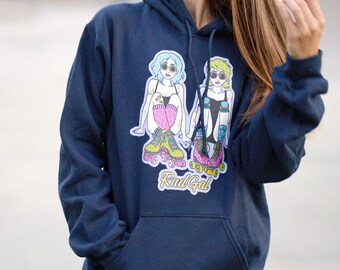 Hooded Sweatshirt, Sweatshirts Hoodie, Roller Skate Hoodie, Roller Skate Clothing, Navy Sports Hoodie, Skate Clothing, Streetwear Hoodie
