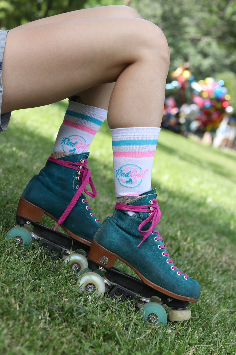 Roller Skate Socks Stripe Socks Athletic Socks Mid Calf Etsy