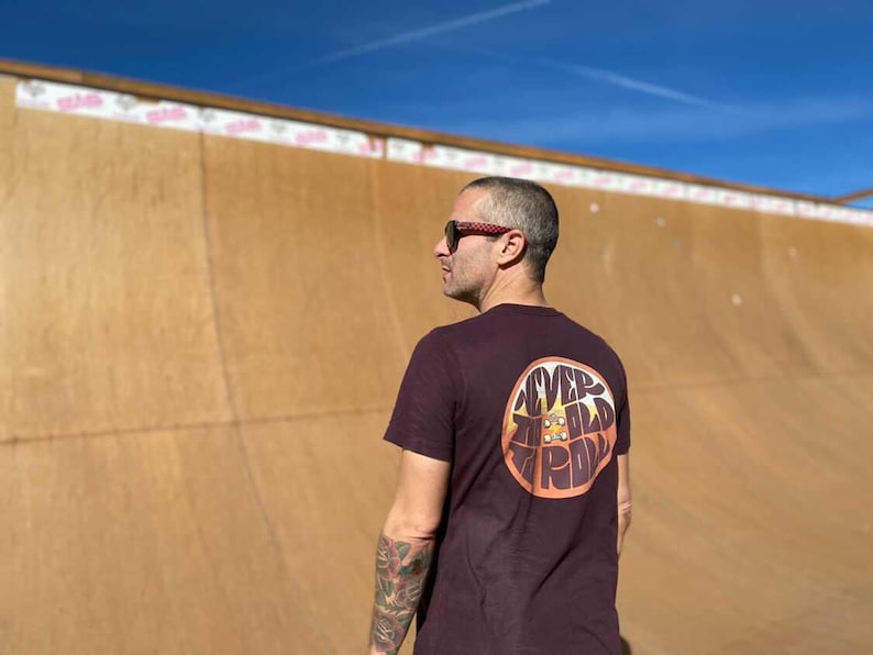 Skate T-Shirt with Back Graphic, Roller Skate Tee, 70s Style Graphic Tee, Loose Fit Cotton T-shirt, Skate Tee, Unisex T-Shirt image 3