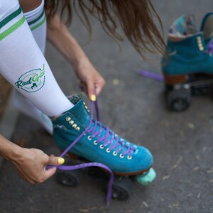 Roller Skate Socks, Knee High Socks with Green Stripes, Retro Stripe Socks, Roller Derby Socks, Roller Skate Apparel, Skate Clothing