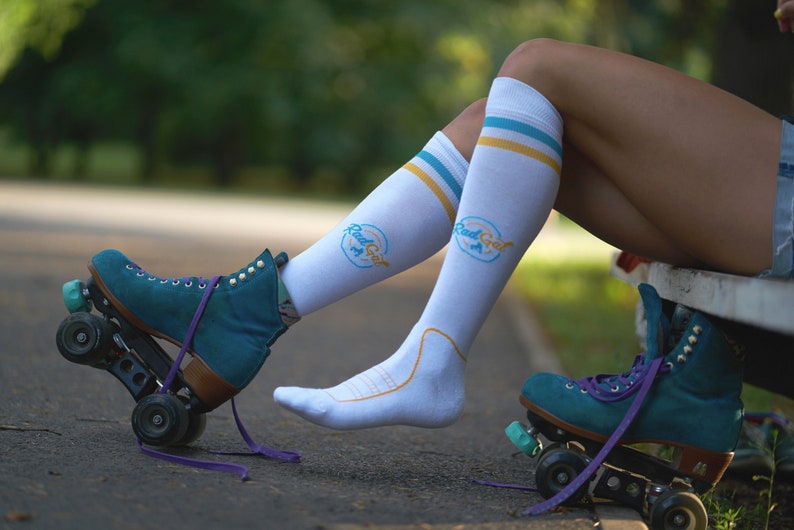Roller Skate Socks Athletic Socks Stripe Socks Knee High Socks Skate Clothing Roller Skate Apparel Women/'s Sports Socks Skate Socks