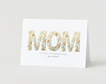 Floral Mother's Day card digital download, printable Mother's Day card