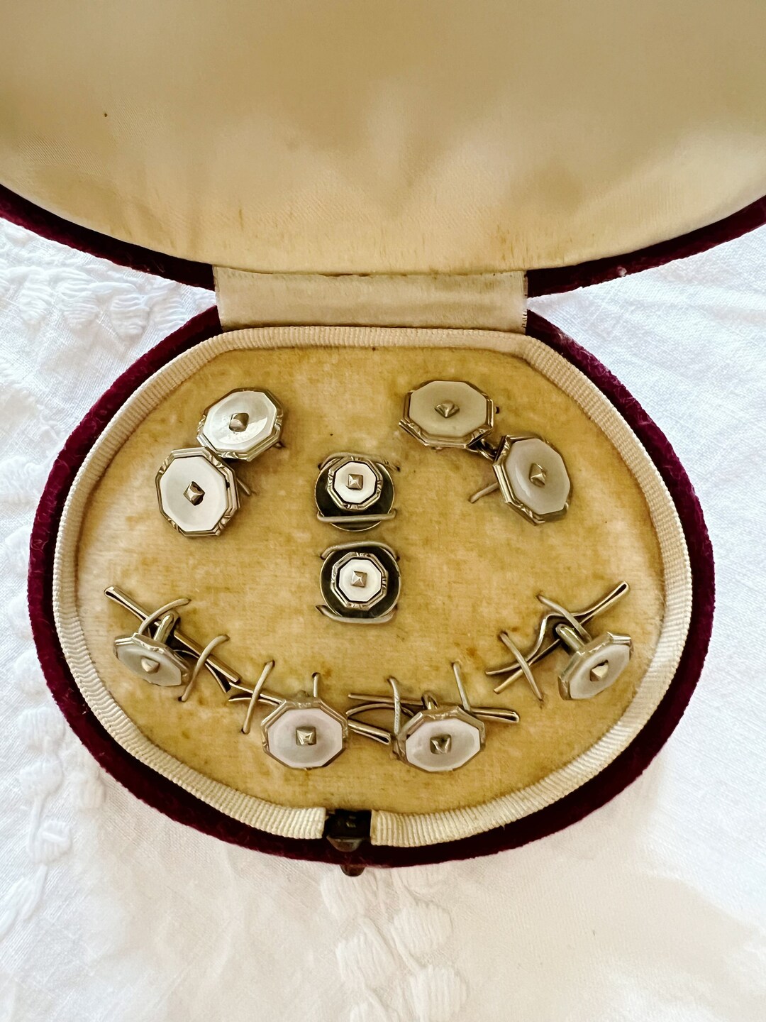 Mens Antique Vintage Dress Shirt Studs and Cufflinks Silver Etsy