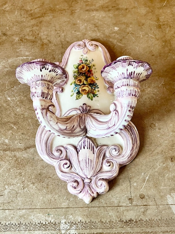 Wisteria sconce Lilac ceramic vintage sconce bella applique vintage  color  glicine