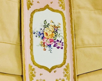 French antique porcelain Couleuvre porcelaines d'Art astonishing floral tray fabulous French porcelain tray from the early 1900s
