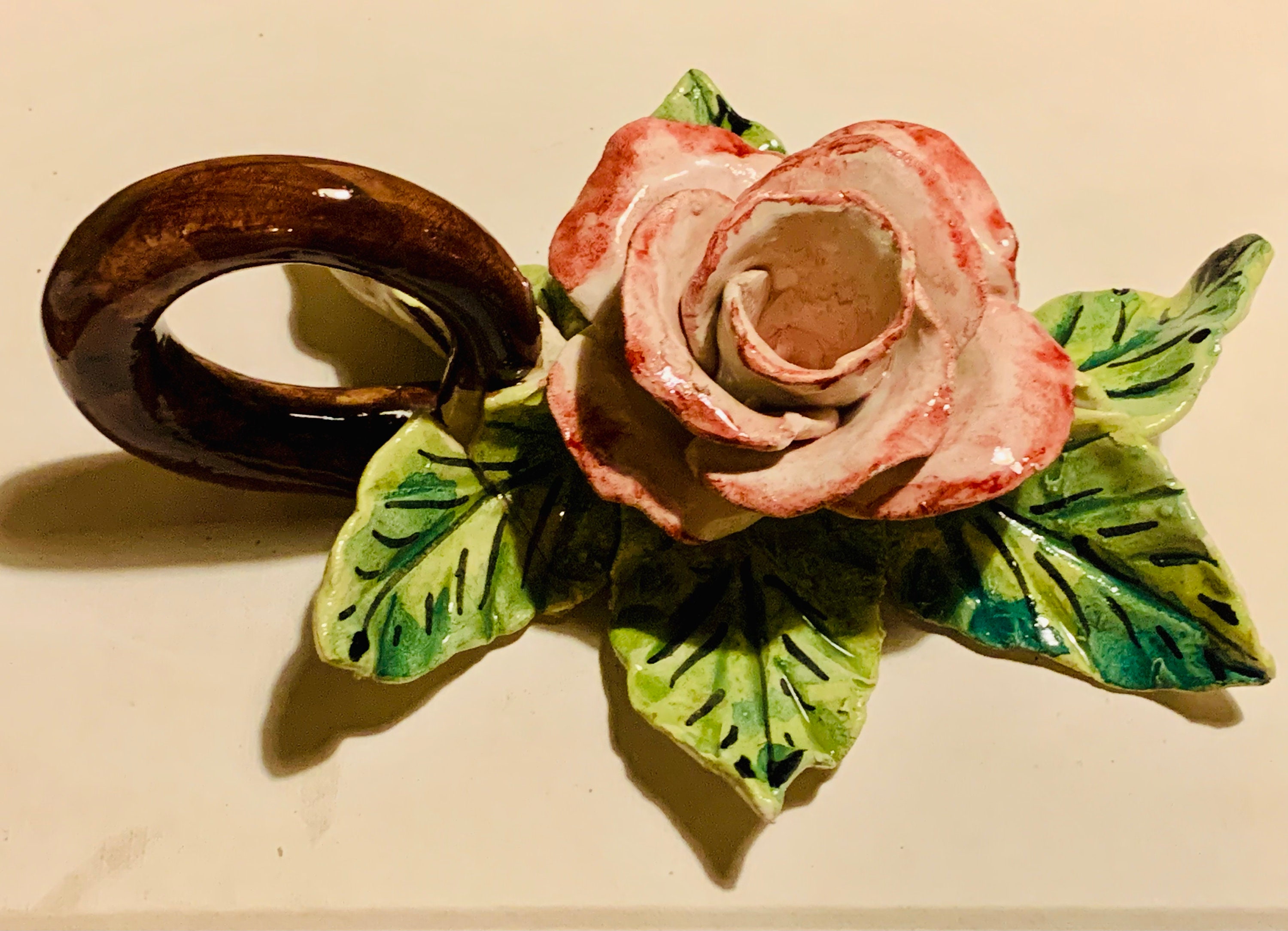 Vietri ceramic beautiful Candlestick Rose shaped beautiful ceramic candle holder Vietri sul mare