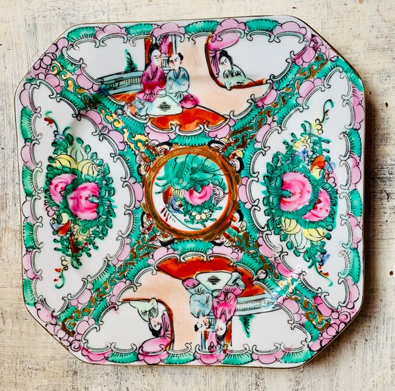Chinese ceramic plate antique beautiful Piatto antico porcellana cinese famiglia rosa antiquariato orientale