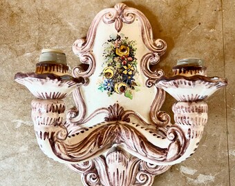 Wisteria sconce Lilac ceramic vintage sconce beautiful vintage wall light wisteria color