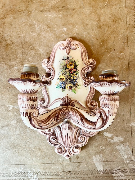 Wisteria sconce Lilac ceramic vintage sconce bella applique vintage  color  glicine