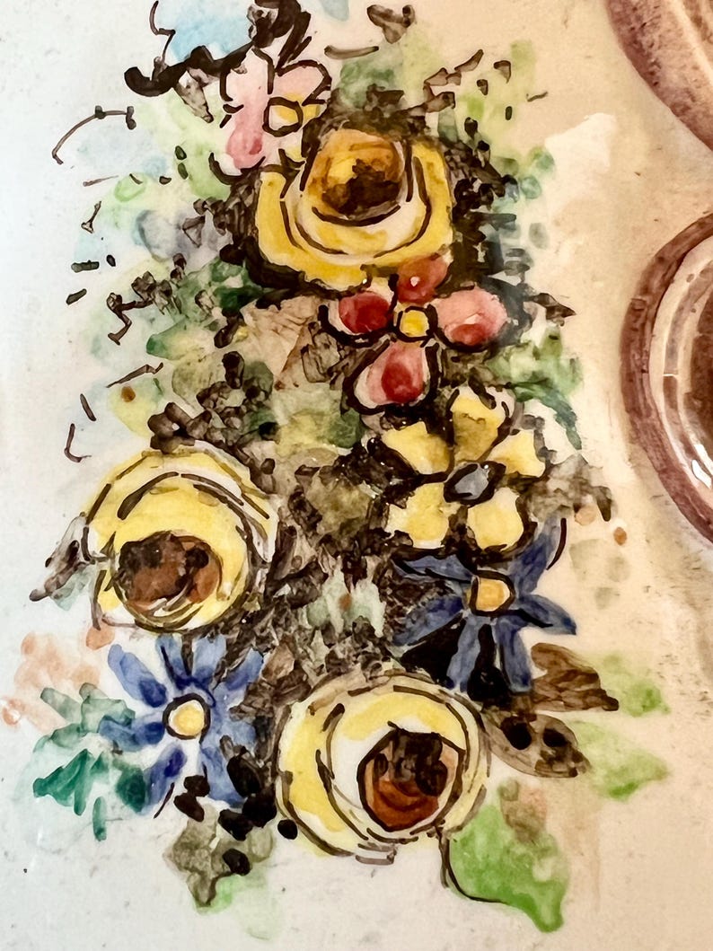 Wisteria-lampatten Lila keramisk vintage-lampatten Vacker vintage vägglampa i wisteriafärg bild 4