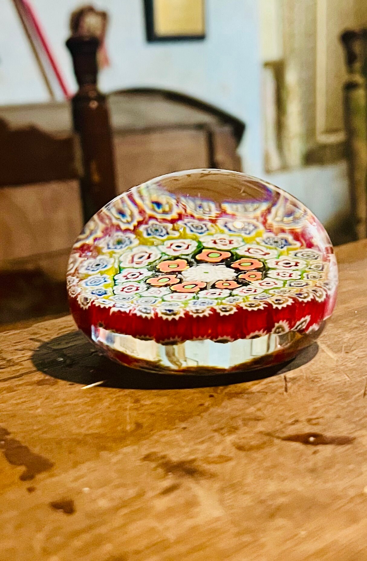 ムラーノガラスの文鎮美しいヴィンテージのムラーノミッレフィオーリの