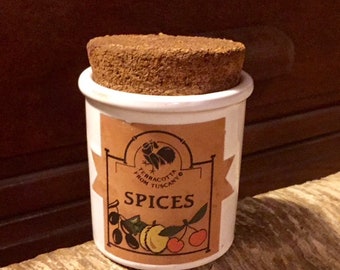 Vintage terracotta Spices vintage jar esrthenware jar from Tuscany small terracotta jar 80s Italian home decor