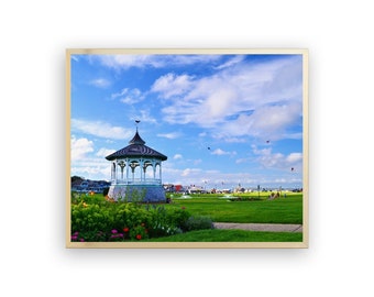 Ocean Park Oak Bluffs, Martha's Vineyard Framed Tabletop / Wall Art Photography - 8" x 10" Gold Metal Frame | BEACH GIFT!