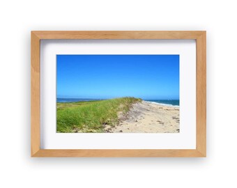 Katama Beach Martha's Vineyard Framed Tabletop Photography - 5" x 7" Natural Wood Frame | White Mat | Beach Decor | Beach Art | Beachscape