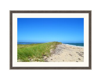 Katama Beach Martha's Vineyard Framed Wall Art Photography - 36" x 26" Antique Silver Frame | White Double Mat | Beach Decor | BEACH GIFT!
