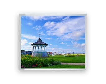 Ocean Park Oak Bluffs, Martha's Vineyard Framed Tabletop / Wall Art Photography - 8" x 10" Silver Metal Frame | BEACH GIFT!
