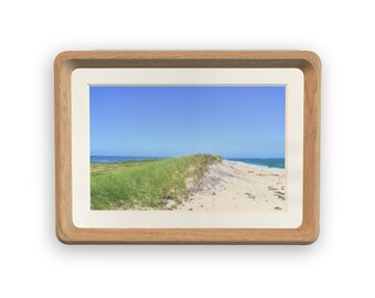 Katama Beach Martha's Vineyard Framed Tabletop Photography - 5" x 7" Natural Wood Round Corner Frame | Beach Decor | Beach Art | Beachscape