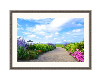 Ocean Park Oak Bluffs, Martha's Vineyard Framed Wall Art Photography - 36" x 26" Antique Silver Frame | CHRISTMAS GIFT | Beach Decor