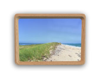 Katama Beach Martha's Vineyard Framed Tabletop Photography - 5" x 7" Natural Wood Round Corner Frame | Beach Decor | Beach Art | Beachscape