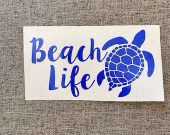 Beach Life Decal - Sea Turtle Decal - Sea Turtle Car Sticker - Bumper Sticker - Beach Life - Car decoration